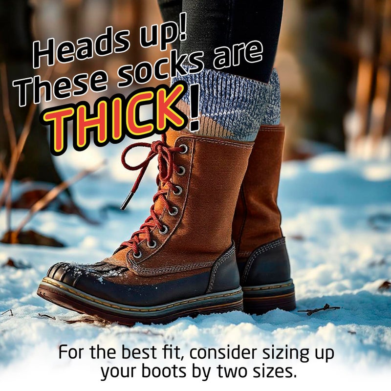 HOT FEET Thermal Socks For Women for Cold Weather â€“ Thick Warm Winter Hiking Heat Insulated Socks, Womenâ€™s sizes 4â€“10.5, 2 PACK, Denim/Buffalo Plaid - Image 5